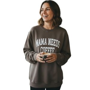 Zutter Gray 'Mama Needs Coffee' Women's Sweatshirt Sz.M EUC.